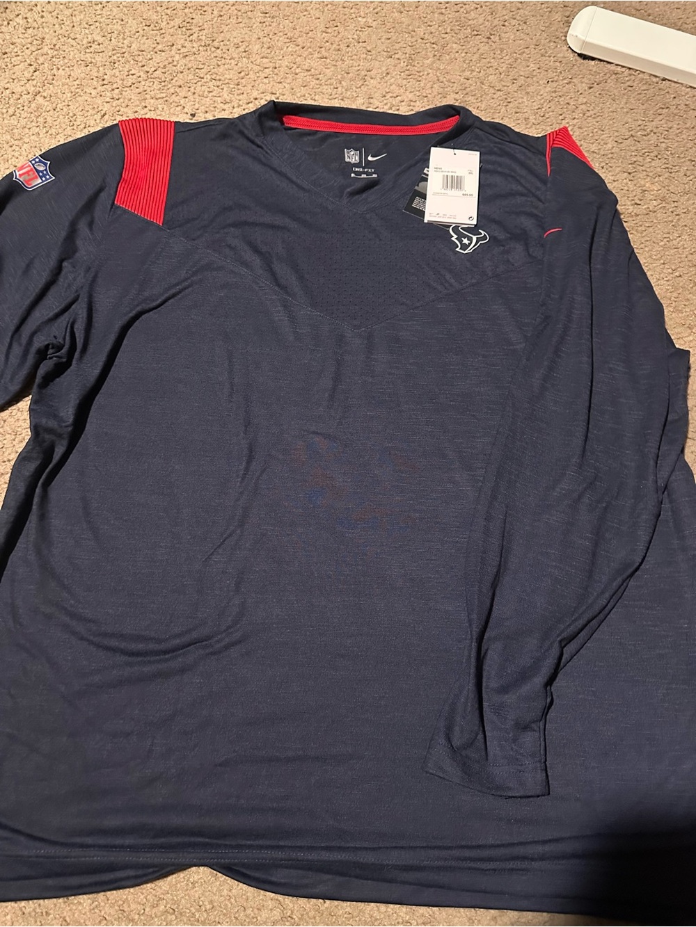 Nike Men's Long Sleeve Tee - Navy with Red Accents